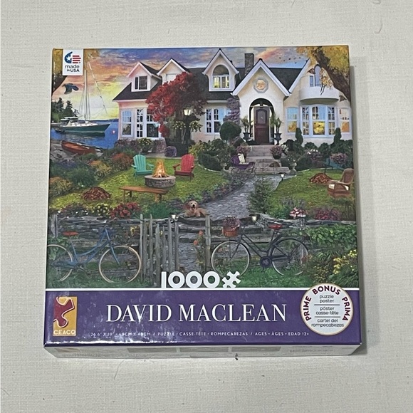 **SALE** David Maclean 1000-Piece Puzzle - Colorful Garden Scene - Picture 1 of 4